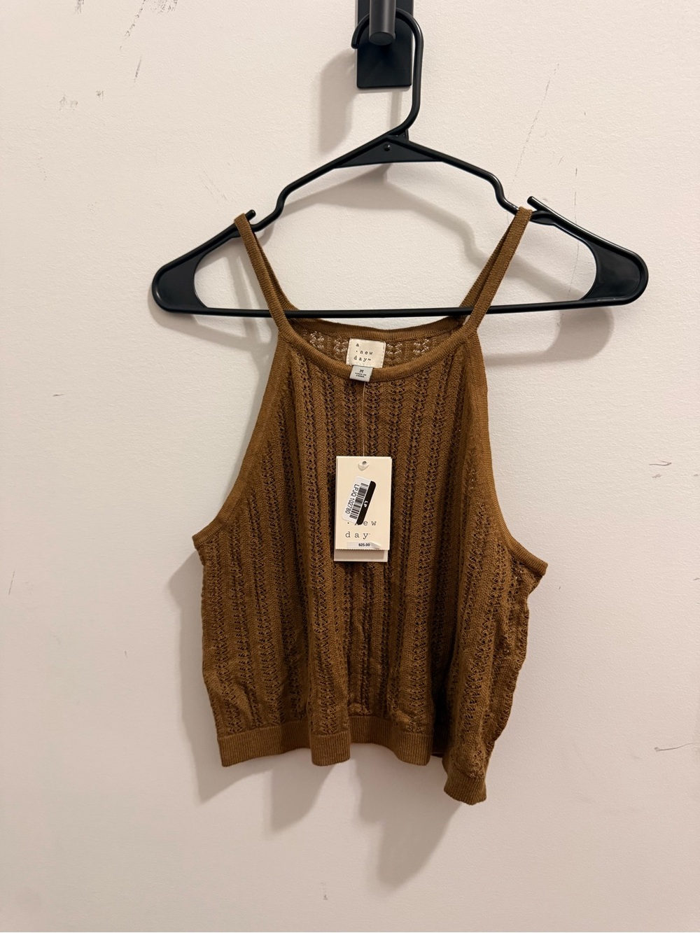 A New Day Brown Knit Halter Tank Top